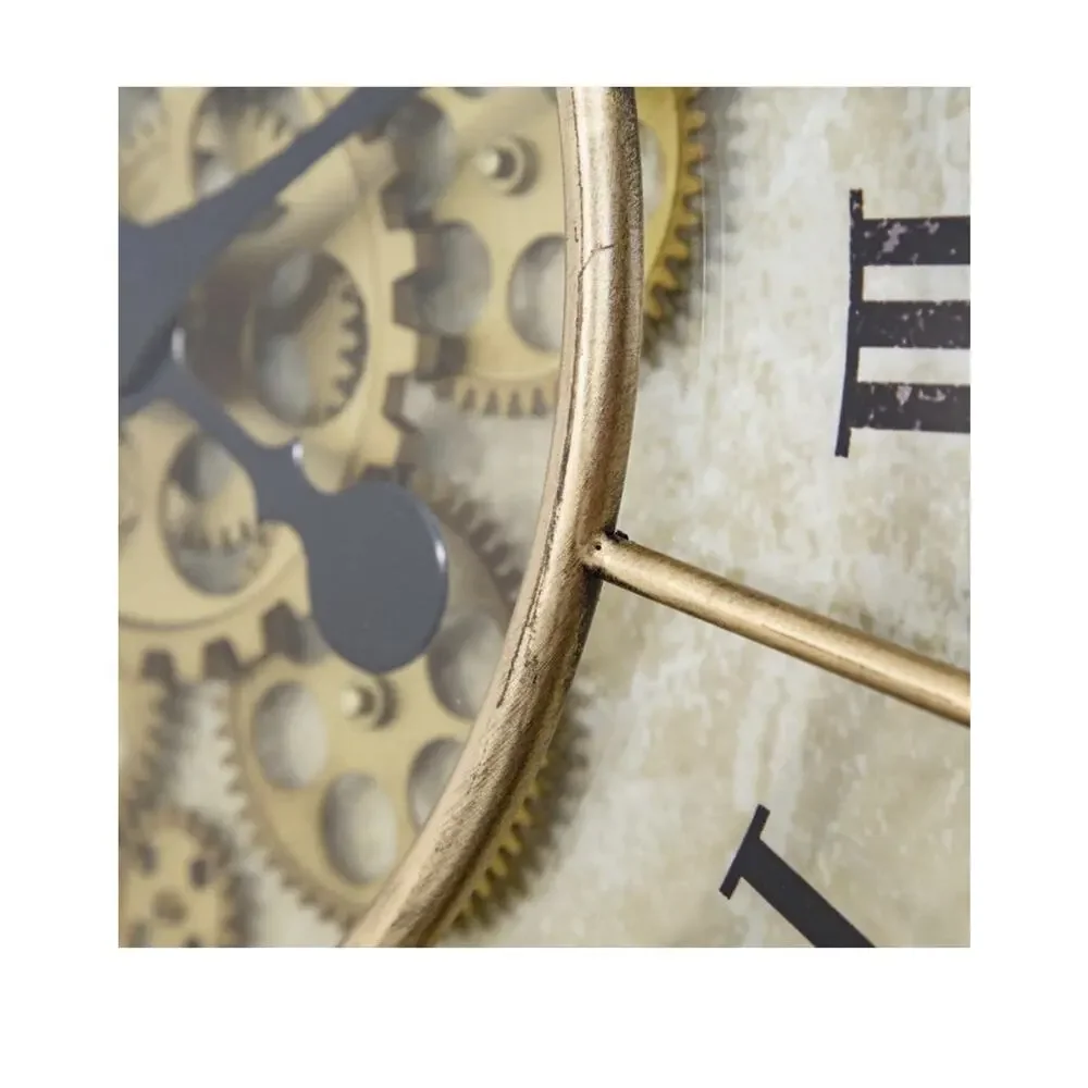 Yosemite Home Decor Gilded open gear Round Gear oversized Wall Clock